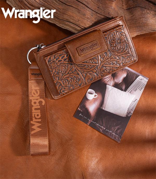 New Arrival :: Wholesale Wrangler Floral Tooled Card Wristlet