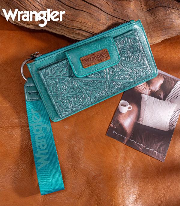 New Arrival :: Wholesale Wrangler Floral Tooled Card Wristlet