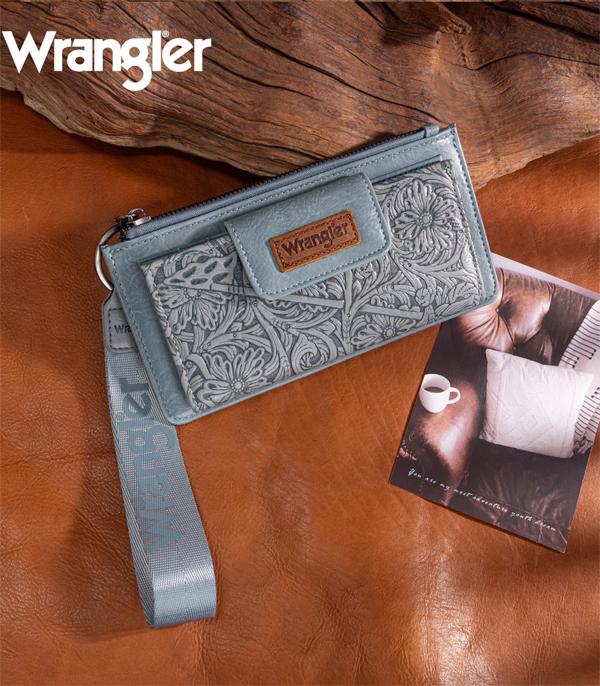 New Arrival :: Wholesale Wrangler Floral Tooled Card Wristlet