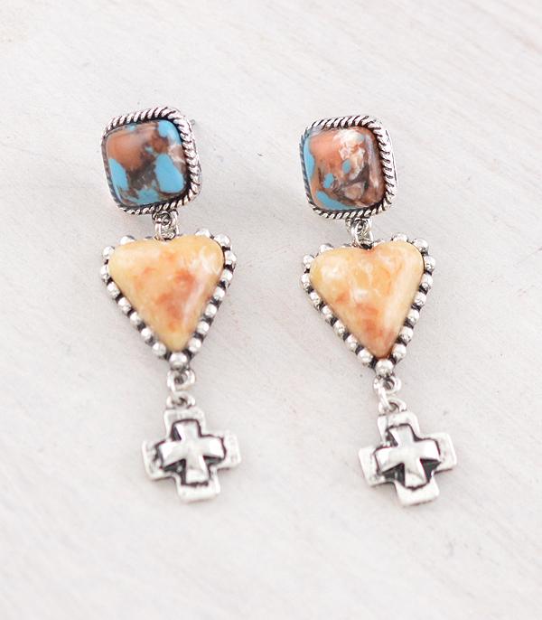 New Arrival :: Wholesale Western Turquoise Heart Earrings