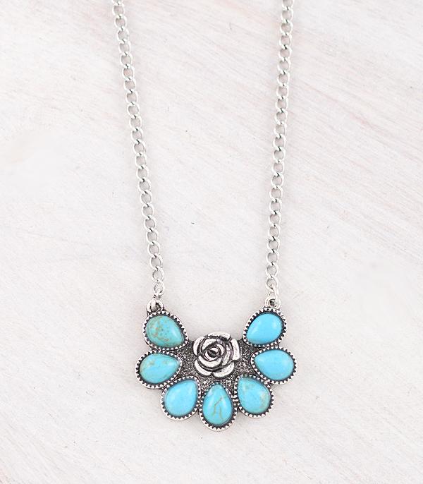 New Arrival :: Wholesale Western Turquoise Rose Necklace
