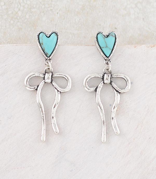 New Arrival :: Wholesale Western Turquoise Bow Earrings