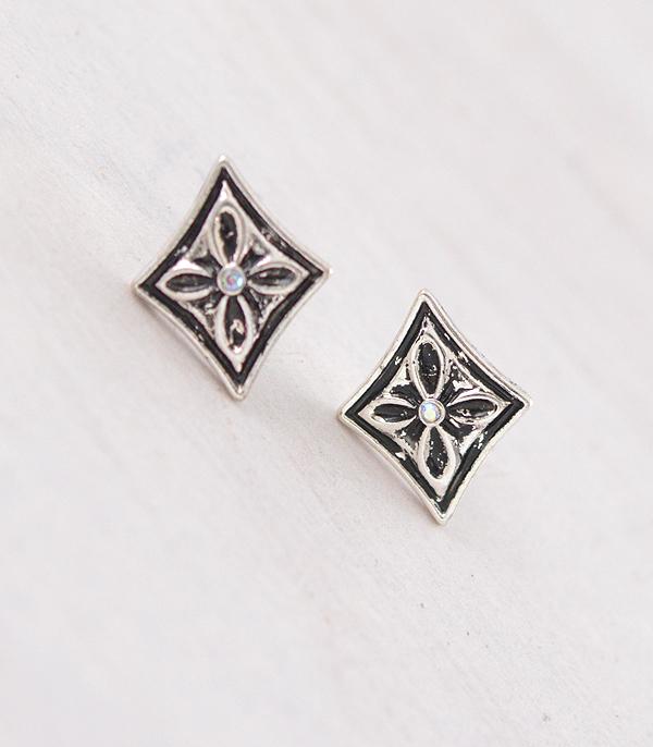 New Arrival :: Wholesale Western Diamond Shape Stud Earrings