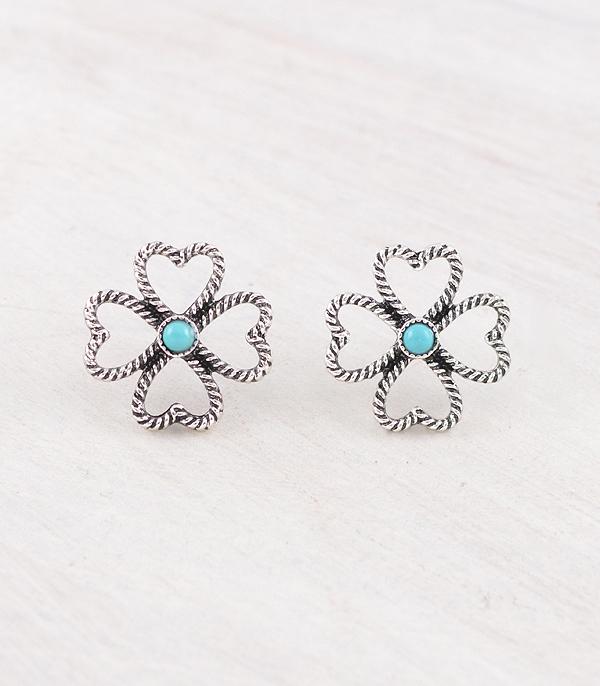New Arrival :: Wholesale Western Turquoise Clover Earrings
