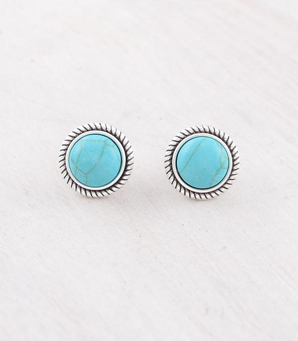 New Arrival :: Wholesale Western Turquoise Round Earrings