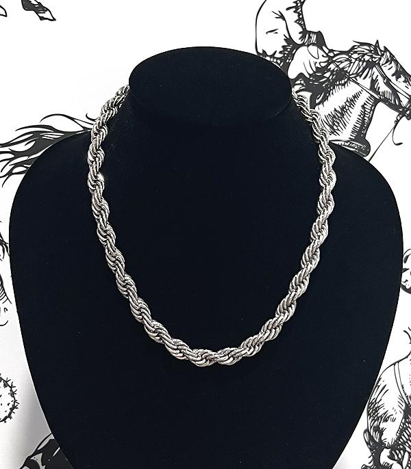 New Arrival :: Wholesale Western Silver Twist Chain Necklace