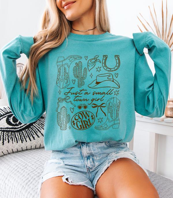 GRAPHIC TEES :: LONG SLEEVE :: Wholesale Comfort Colors Cowgirl Collage Tee