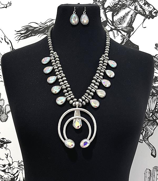 WHAT'S NEW :: Wholesale Glass Stone Squash Blossom Necklace