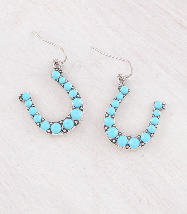 EARRINGS :: WESTERN HOOK EARRINGS :: Wholesale Western Turquoise Horseshoe Earrings