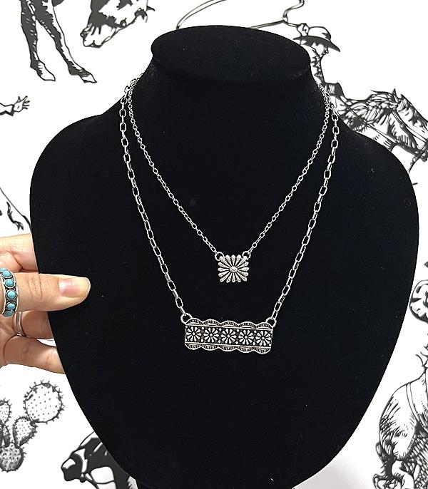 New Arrival :: Wholesale Western Concho Layered Necklace