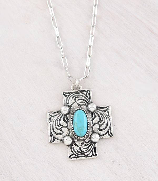 New Arrival :: Wholesale Western Turquoise Cross Necklace
