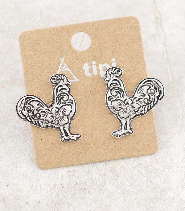 New Arrival :: Wholesale Western Farm Animal Rooster Earrings