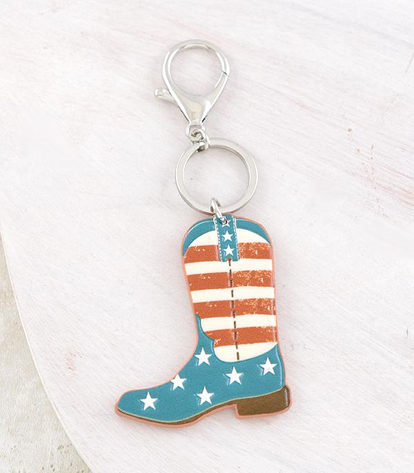 <font color=RED>RED,WHITE, AND BLUE</font> :: Wholesale Western USA Cowboy Boot Keychain