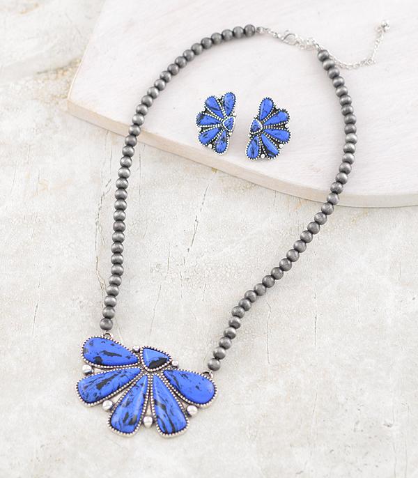 New Arrival :: Wholesale Western Blue Stone Necklace Set