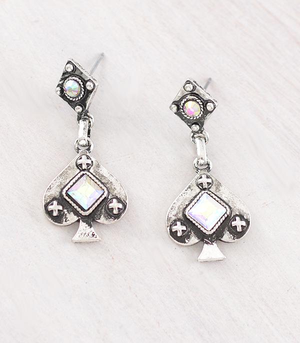 New Arrival :: Wholesale Western Ace of Spade Earrings