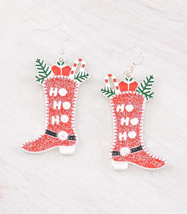 <font color=GREEN>HOLIDAYS</font> :: JEWELRY I BAGS :: Wholesale Western Christmas Boot Earrings