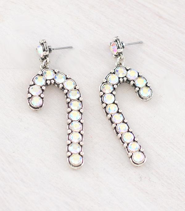 WHAT'S NEW :: Wholesale Rhinestone Christmas Candy Cane Earrings