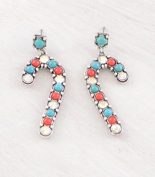 WHAT'S NEW :: Wholesale Rhinestone Christmas Candy Cane Earrings