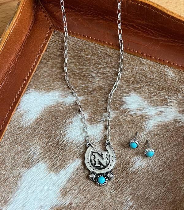 New Arrival :: Wholesale Western Horseshoe Initial Necklace Set