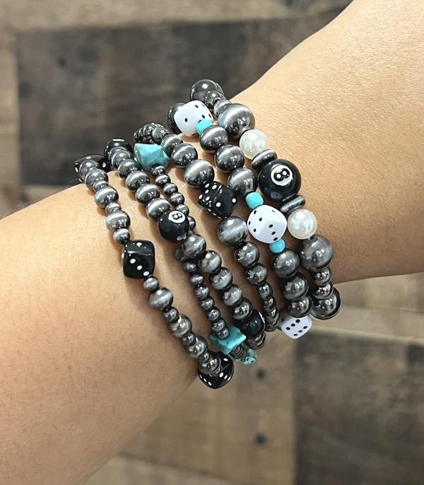 BRACELETS :: STRETCH-BEAD :: Wholesale Western Navajo Pearl Bead Bracelet Set