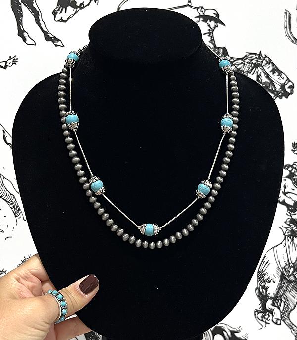 New Arrival :: Wholesale Western Turquoise Navajo Pearl Necklace
