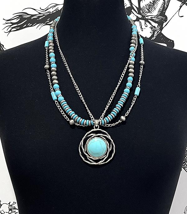 New Arrival :: Wholesale Western Turquoise Layered Necklace 