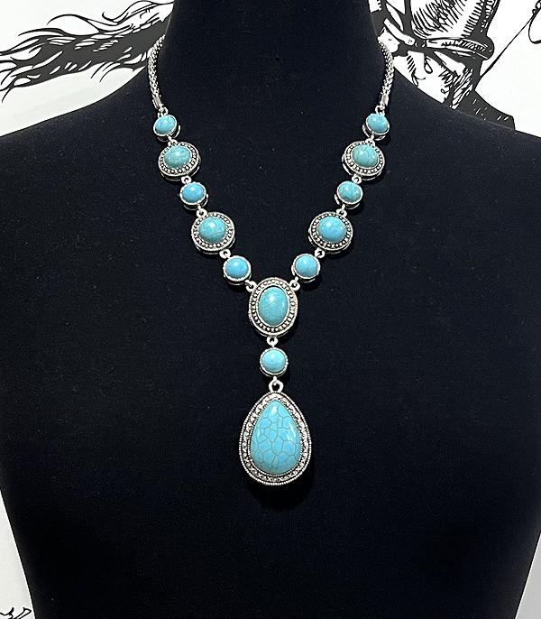 New Arrival :: Wholesale Western Turquoise Lariat Necklace