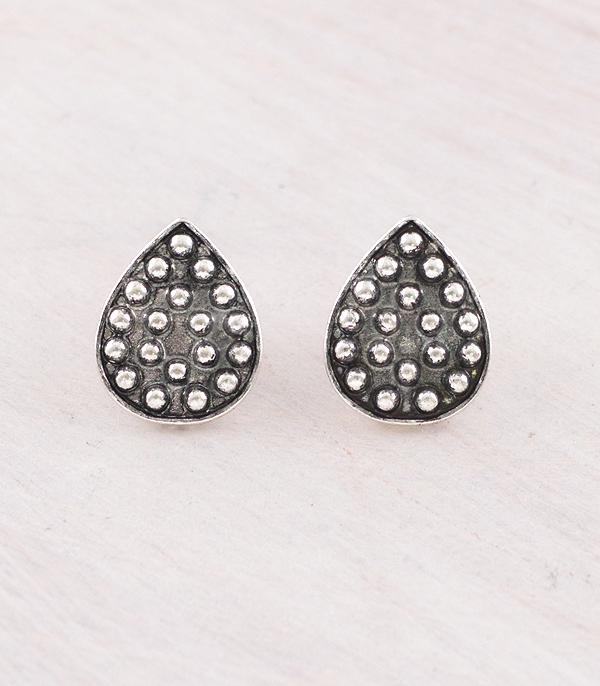 EARRINGS :: WESTERN POST EARRINGS :: Wholesale Western Studded Teardrop Earrings