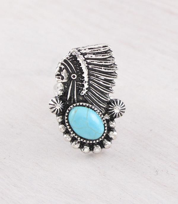 New Arrival :: Wholesale Western Turquoise Indian Chief Ring 