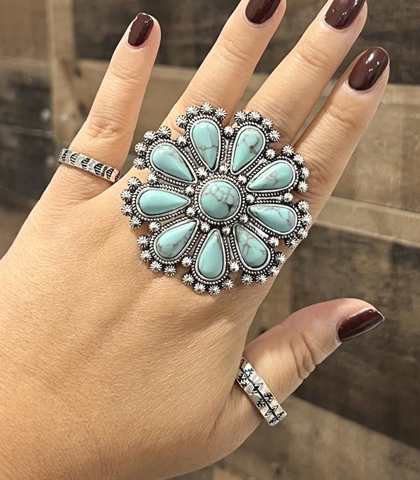New Arrival :: Wholesale Western Turquoise Round Disc Ring
