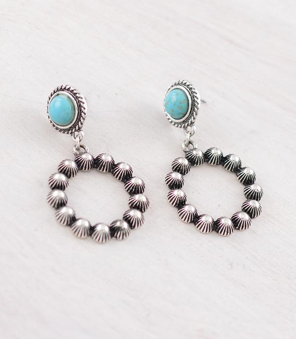 New Arrival :: Wholesale Western Turquoise Post Hoop Earrings