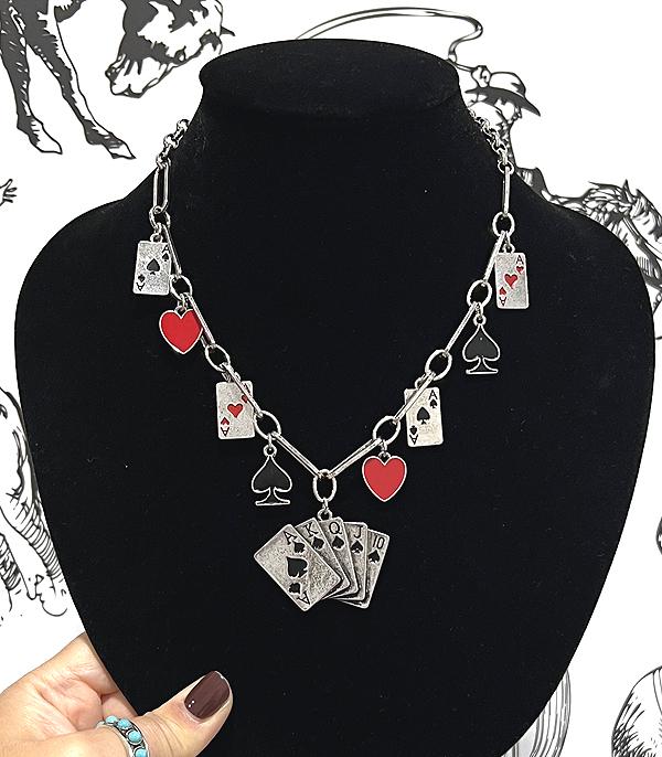 New Arrival :: Wholesale Western Ace of Cards Charm Necklace