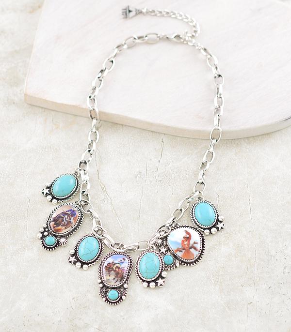 New Arrival :: Wholesale Western Vintage Cowboy Charm Necklace