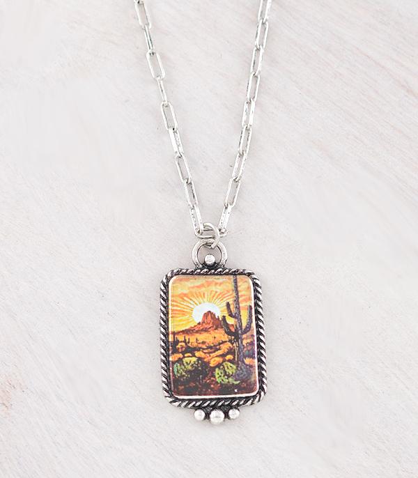 New Arrival :: Wholesale Western Cactus Desert Concho Necklace
