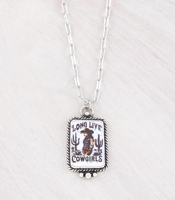 New Arrival :: Wholesale Western Vintage Cowgirl Pendant Necklace