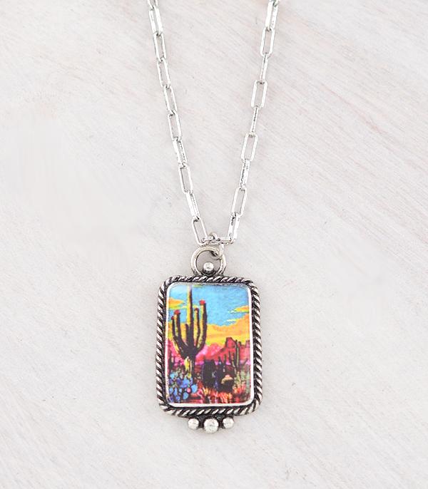 New Arrival :: Wholesale Western Cactus Desert Concho Necklace