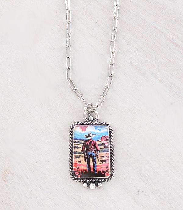 New Arrival :: Wholesale Western Vintage Cowboy Pendant Necklace