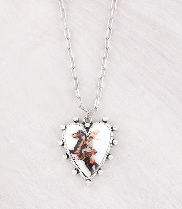 New Arrival :: Wholesale Western Vintage Cowgirl Heart Necklace