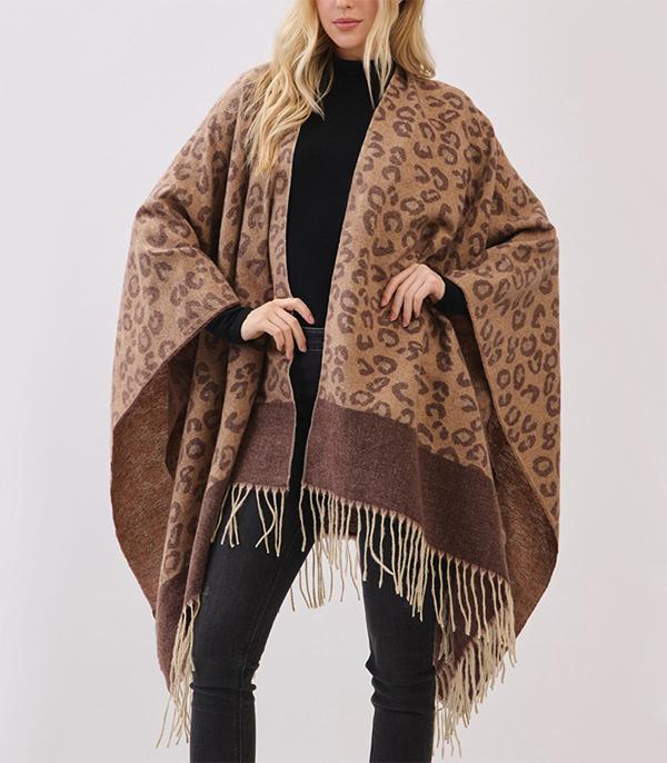 New Arrival :: Wholesale Trending Leopard Print Fringe Ruana