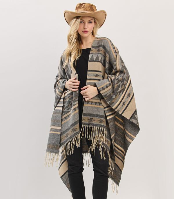 New Arrival :: Wholesale Aztec Southwestern Print Ruana