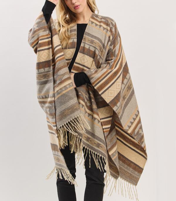 New Arrival :: Wholesale Aztec Southwestern Print Ruana