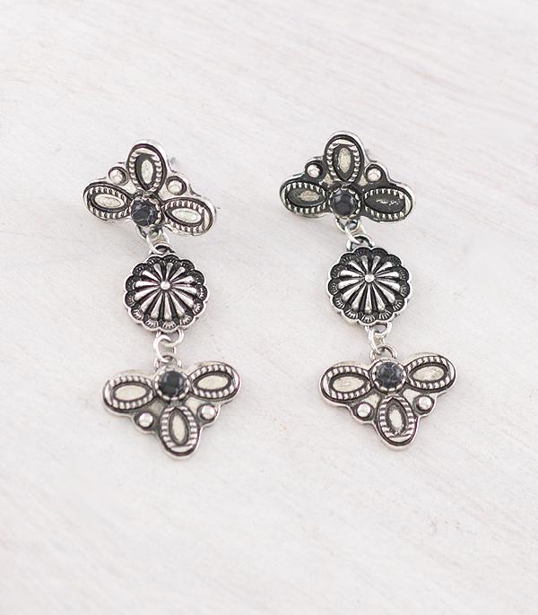 New Arrival :: Wholesale Western Boot Stitch Concho Earrings