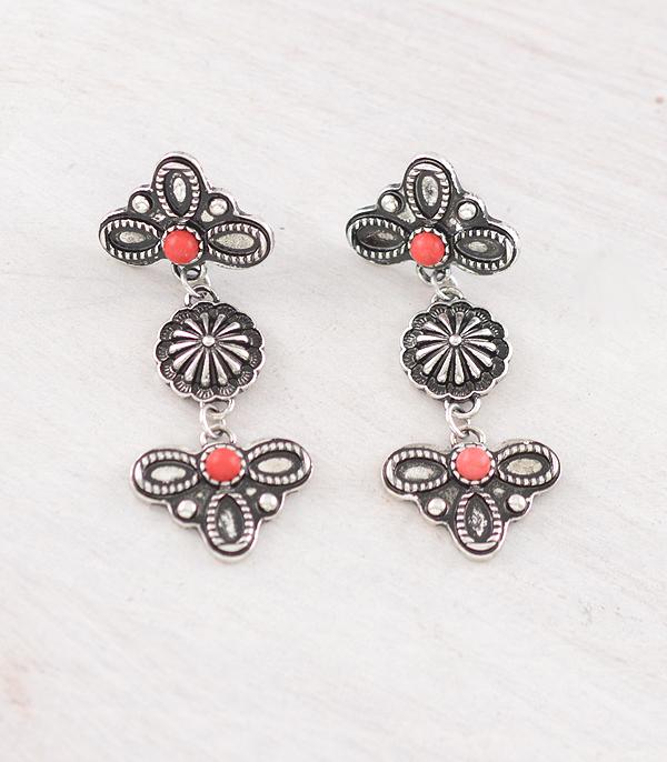 New Arrival :: Wholesale Western Boot Stitch Concho Earrings