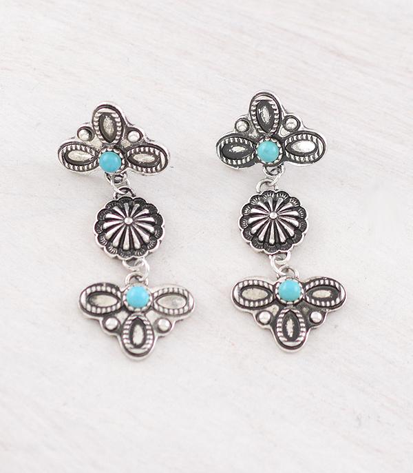 New Arrival :: Wholesale Western Boot Stitch Concho Earrings