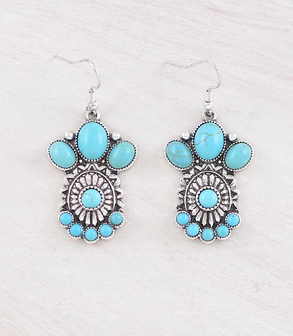 New Arrival :: Wholesale Western Turquoise Concho Earrings