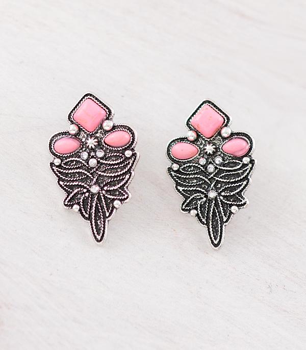 New Arrival :: Wholesale Western Boot Stitch Stone Earrings