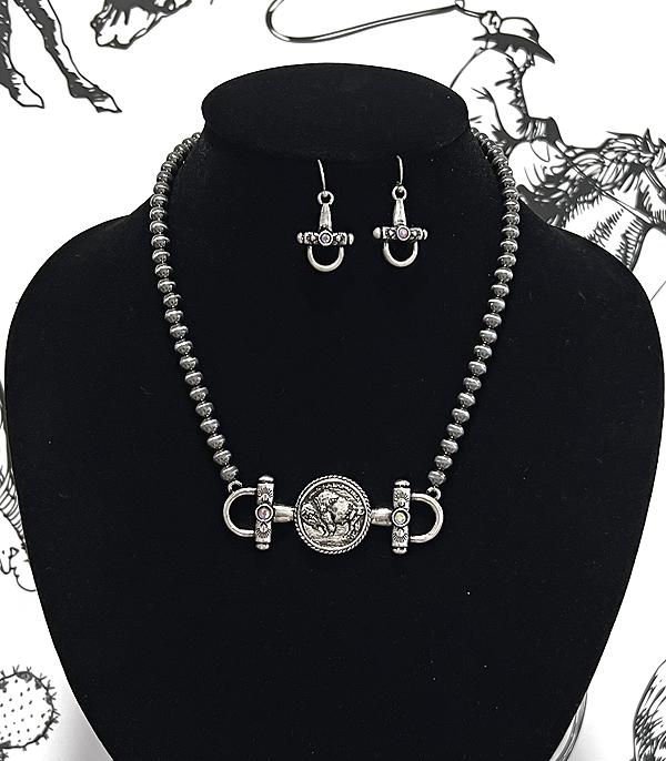 New Arrival :: Wholesale Western Buffalo Coin Necklace Set