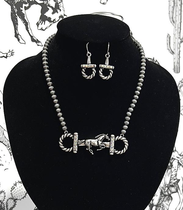 New Arrival :: Wholesale Western Horse Navajo Pearl Necklace Set