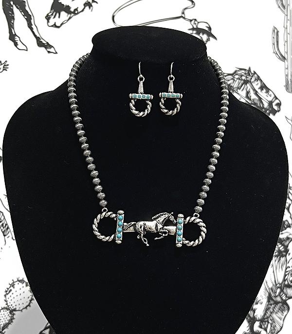 New Arrival :: Wholesale Western Horse Navajo Pearl Necklace Set