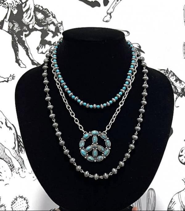 New Arrival :: Wholesale Western Peace Layered Necklace